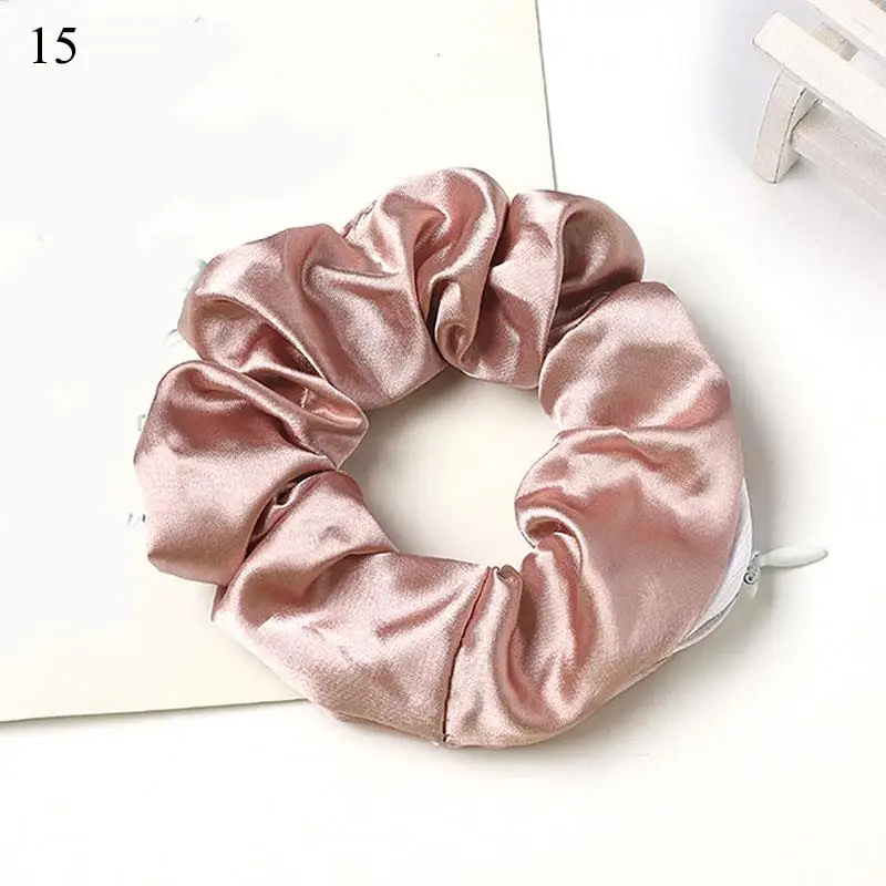 New Solid Color Novelty 2022 Designs Zipper Scrunchies Women Creative Velvet Hairbands Brand Quality Pocket Scrunches With Zip hair clips for long hair Hair Accessories
