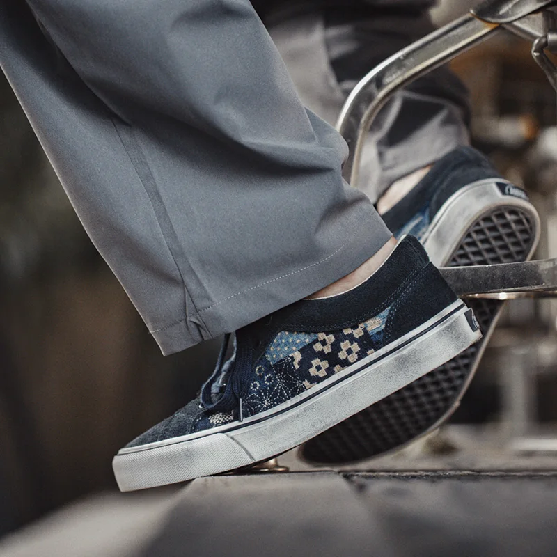 Maden Japanese Retro Printing Canvas Shoes for Men Designer Brand Ancient Cloth Board Shoes Low Top for Lovers Women 4