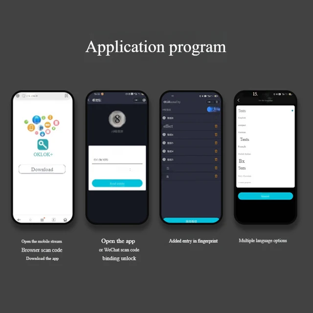 OKLOCK APP + Program + Fingerprint + Key Padlock Smart 100pcs Fingerprints Lock Phone Bluetooth Remote Authorization Unlocking 3