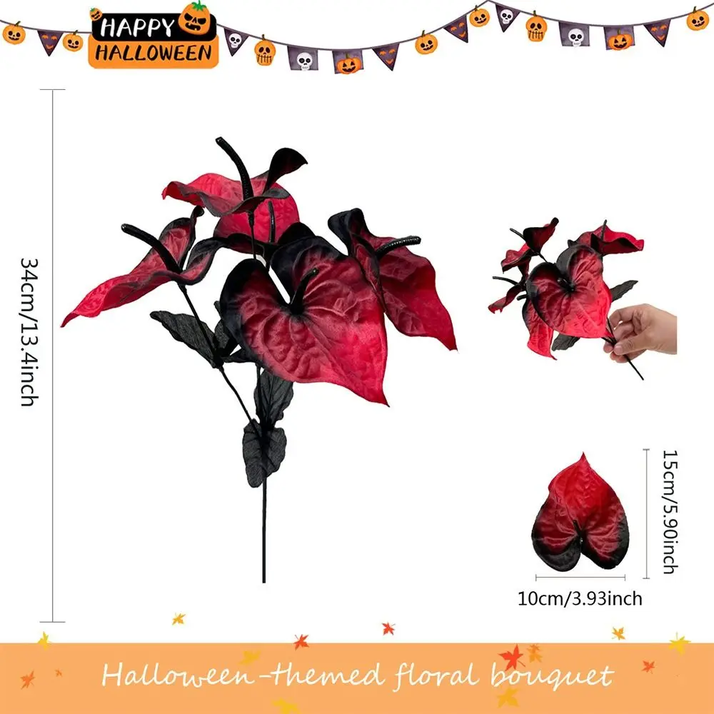 Halloween Artificial Anthurium Silk DIY Faux Red Palm Accessories Photo Props Calla Lily Artificial Flower Flower Arrangement