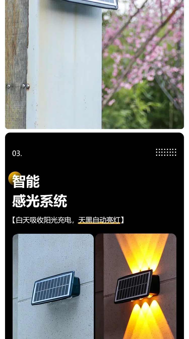 Description Picture 3 of itemOutdoor Solar Wall Light Auto Switch Solar Garden Step Staircase Decoration Light Waterproof RGB White/Warm White Solar Light