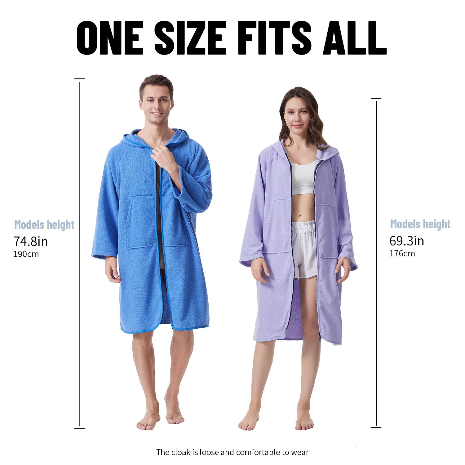 Accappatoio mutao con zip maniche lunghe asciugamano mare_voghion.com