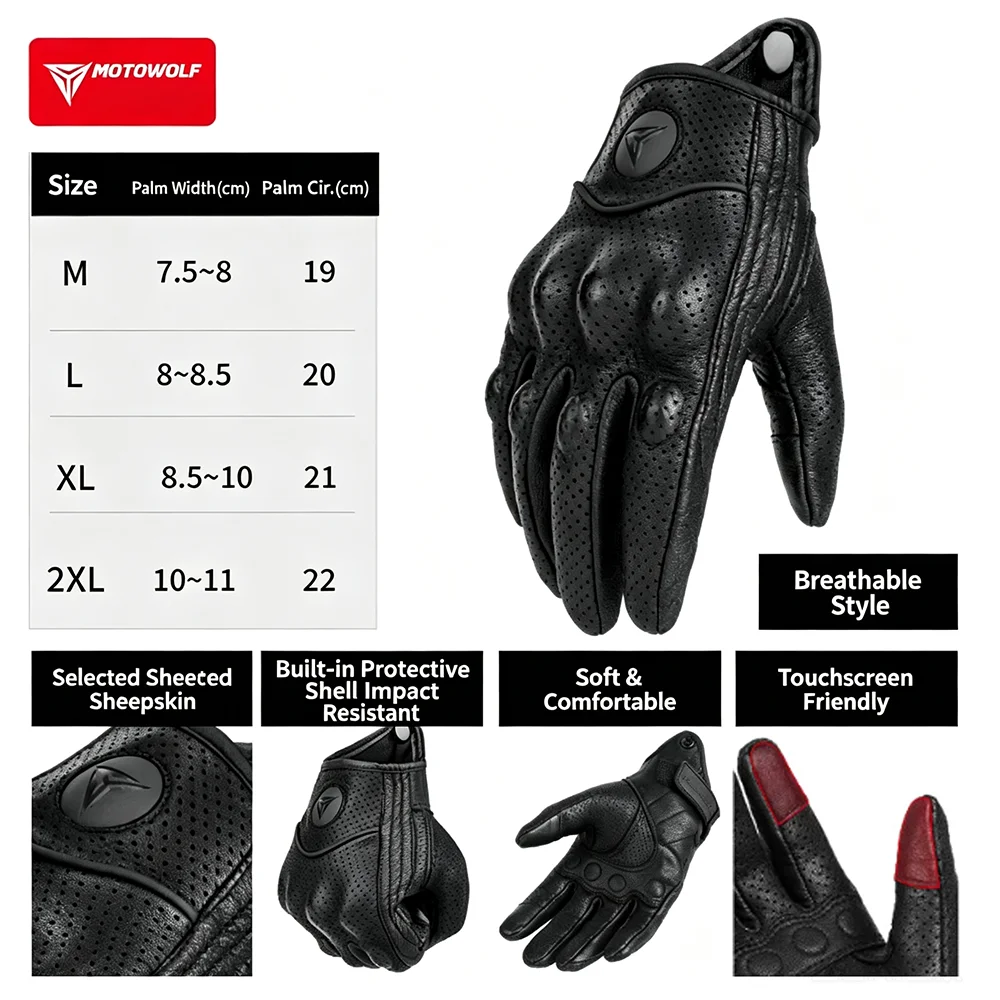 Unisex Leather Motorcycle Carbon Gloves for Cycling and Motorbike Adventures