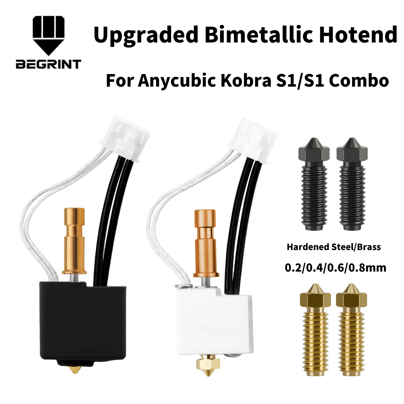 Für Anycubic Kobra S1/S1C Upgrade Bimetallisches Hotend-Kit Messingdüse Bimetall-Kehlkopf für Kobra S1 Combo Ersatzteile Zubehör