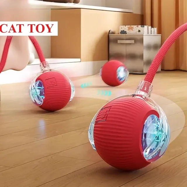 Interactive Dog Toys Rechargeable Pet Interactive Toys Electric Cats Ball Automatic Rolling Fake Tail Ball Dog Cats Toy 2