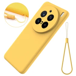 Soft Premium Liquid Silicone Case with Flocking Interior and Strap - Enhanced Protection and Style for Vivo X200 Pro (Yellow)
