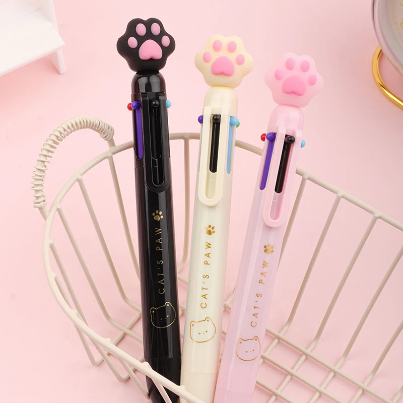 Creative Cat Paw 6 Clors Ballpoint Pens Kawaii Scrapbooking Planner Gel Pens Korean Stationery Kids Gift School Office Supplies sharkbang 80 sheets 400gsm weekly planner memo pad notepad 210mmx148mm to do it check list notebook paperlaria school stationery