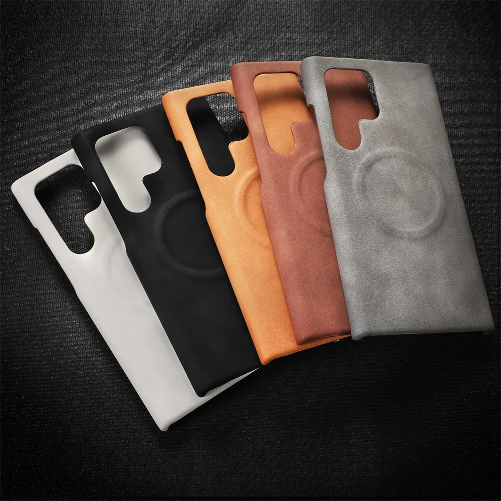 Luxury Sheepskin Leather Magnetic Phone Case with Magsafe Wireless Charging and Shockproof Protection