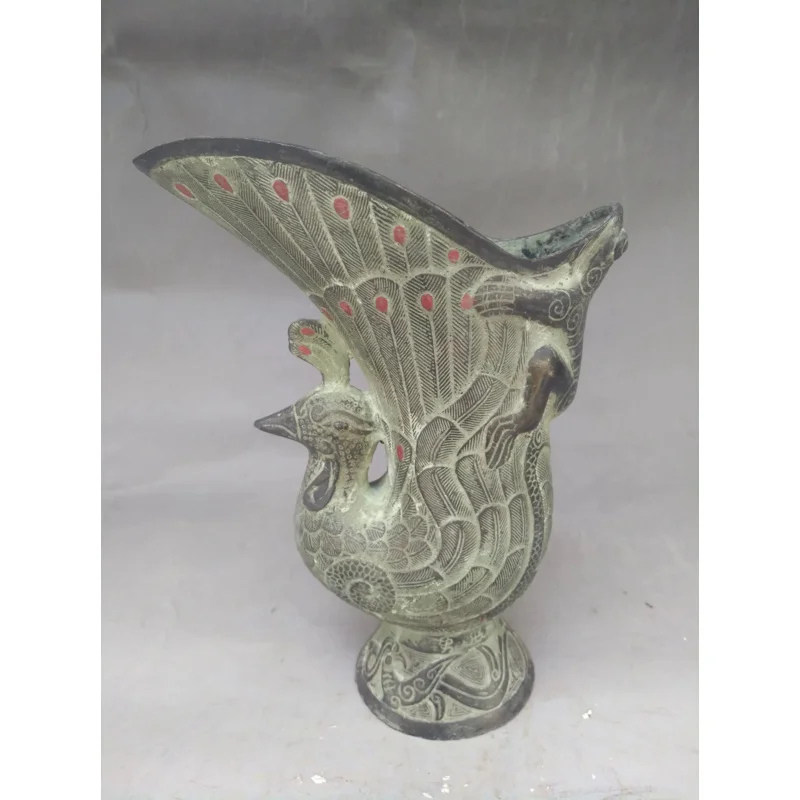 

Antique Bronze Ware Dragon And Phoenix Wine Bottle Home Decoration