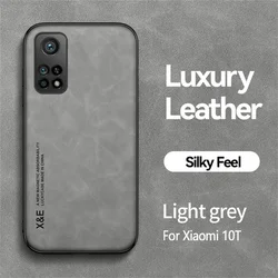Silicone Leather Magnetic Holder Protective Case - Premium Back Cover for Mi 10T (Light grey)
