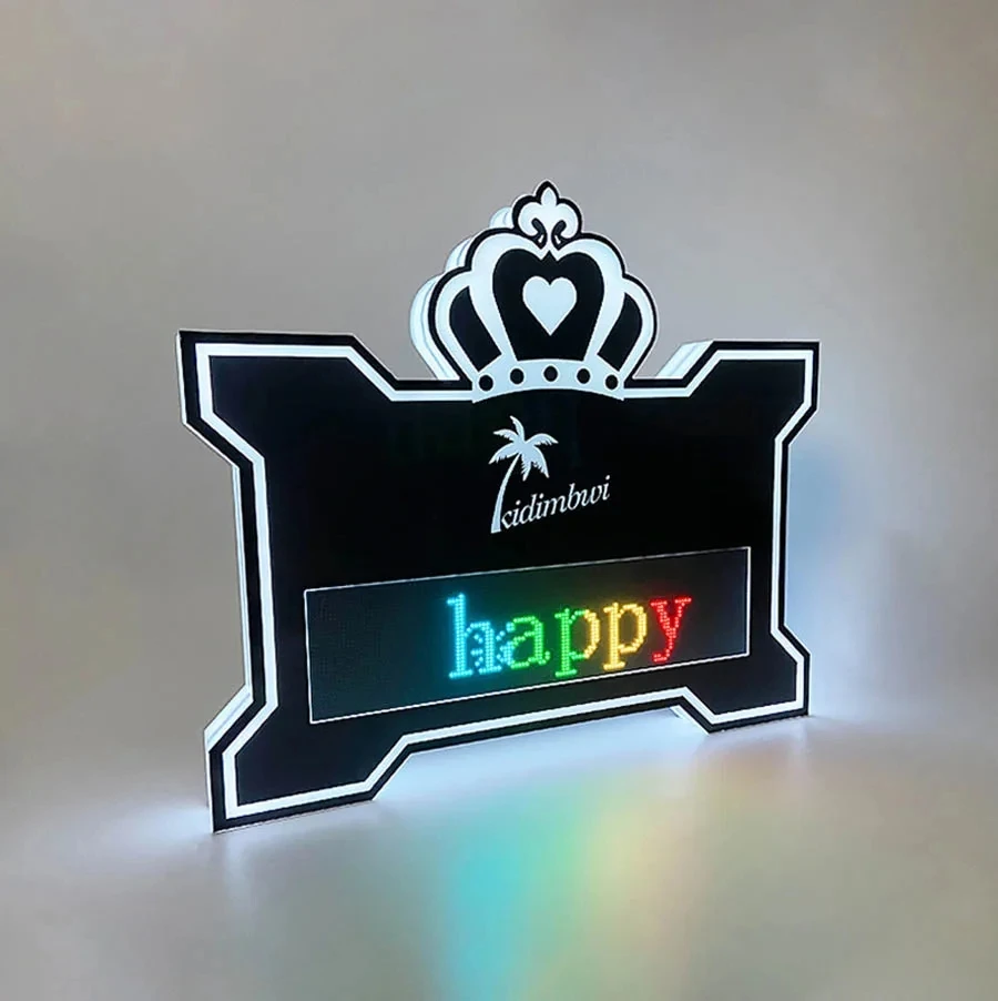 Rechargeable digital screen led crown shape programmable message board