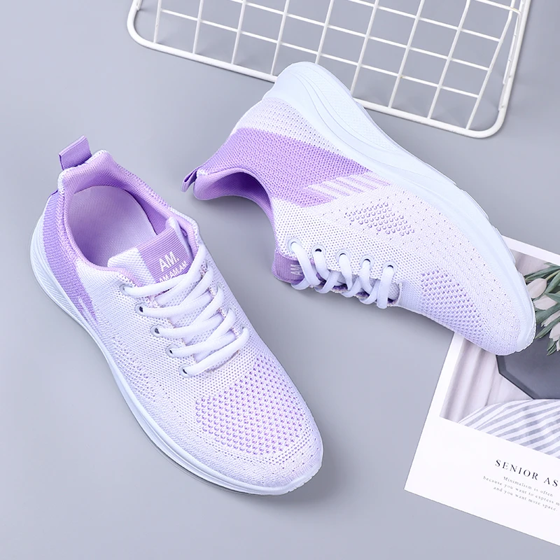 Spring Women's Flying Weave Mesh Sport Casual Lightweight Soft Sole Running Shoes Womens Sneakers Running Shoes