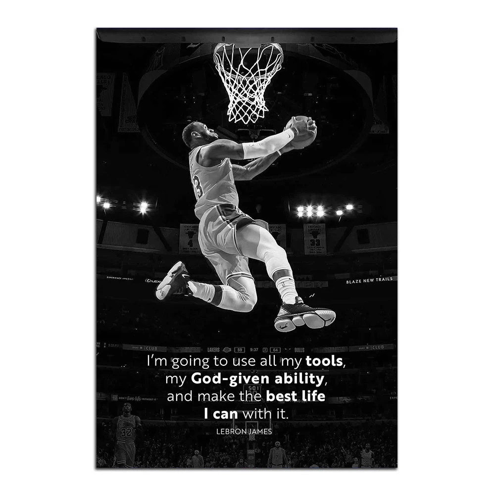 Basketball Star Canvas Painting Poster and Prints Motivational Quotes