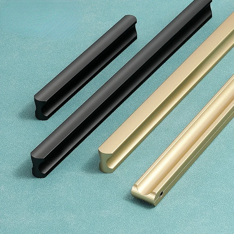 96mm 128mm Aluminum Alloy Cabinet Kitchen Knob Closet Wardrobe Handle Modern Cupboard Drawer Hardware Long Grey Black Gold