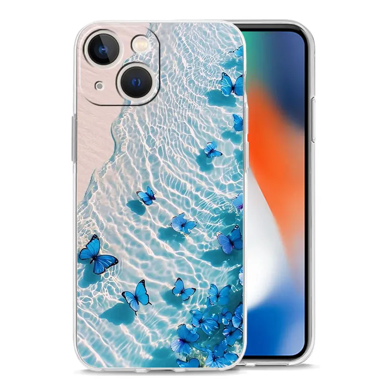 Blue Butterfly Ocean Waves Phone Case Cover