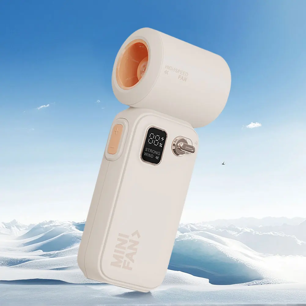High Speed Fan LED Display Handheld Turbo Fan Rechargeable Electric Cooling Fan Mini Personal Fan for Outdoor Travel