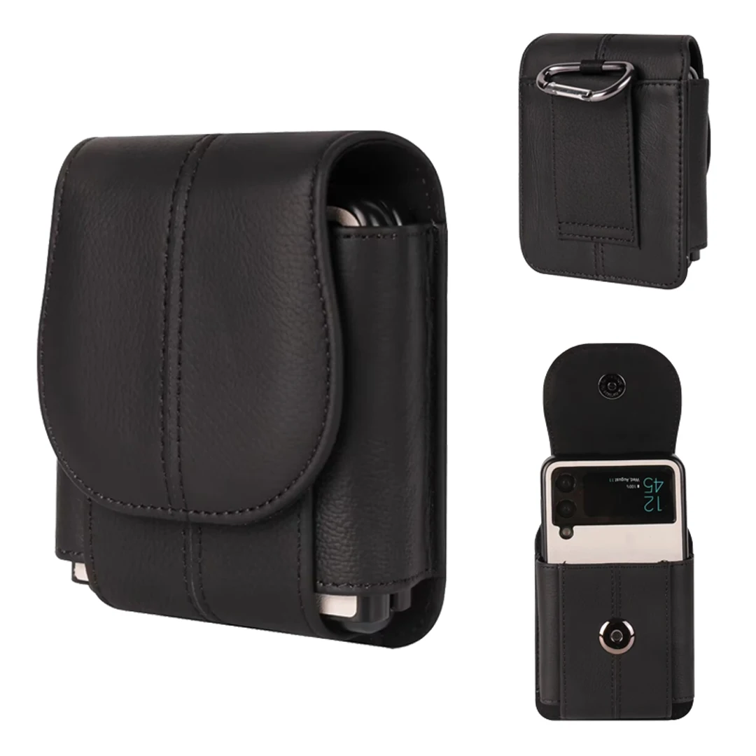 Custodia Porta Cellulare Portafoglio Uomo Compatibile con Samsung Galaxy Z Flip 5/4/3 5G, Fondina Sacchetto da Clip Cintura Pelle Borsello Compatibile con Huawei P50 Pocket/Razr 5G/Razr 40 50 Ultra