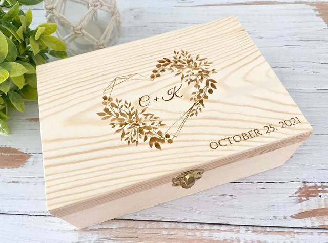 Personalized Wooden Box Anniversary Gift Couple Gift Wedding Keepsake Box,  Custom Engraved Memory Box Natural Wood - AliExpress