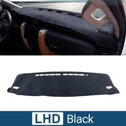 Car Dashboard Sun Shade Cover and Instrument Desk Pad Accessories (Black LHD)