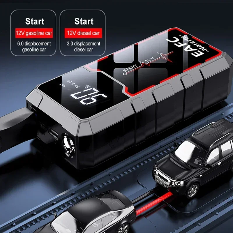 12000mAh Car Jump Starter 2A 5V Portable Car Charger Booster Charger Booster Power Bank Starting Device Starter