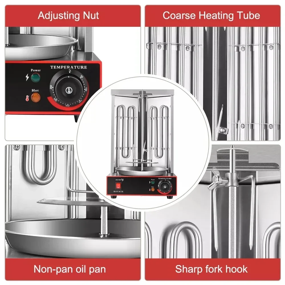 Electric Semi-Automatic Rotating Doner Kebab Machine Chicken Shawarma Grill Machine 220V 5