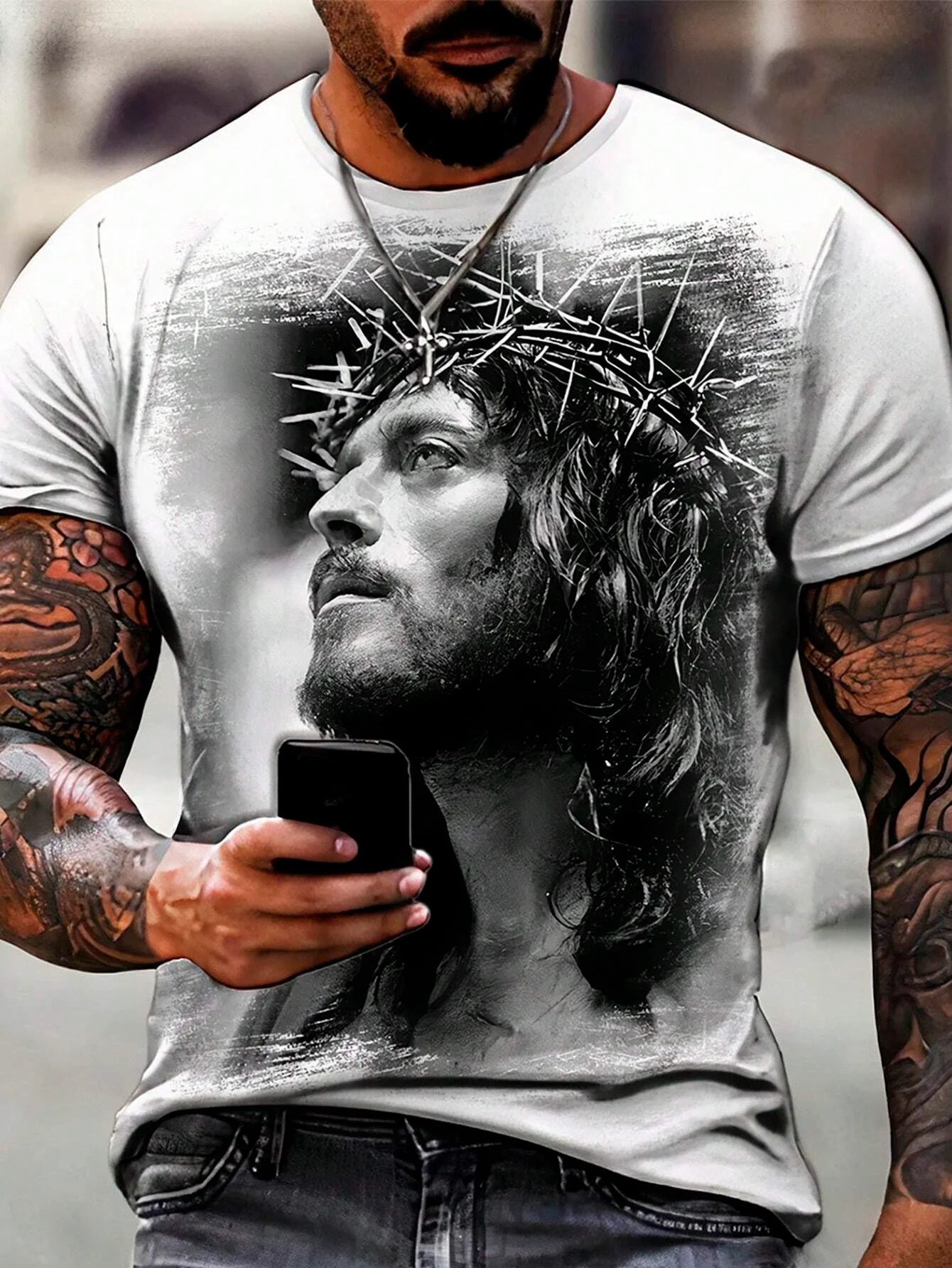 Mens Christian T Shirts Jesus Cross 3D Print Summer Tees