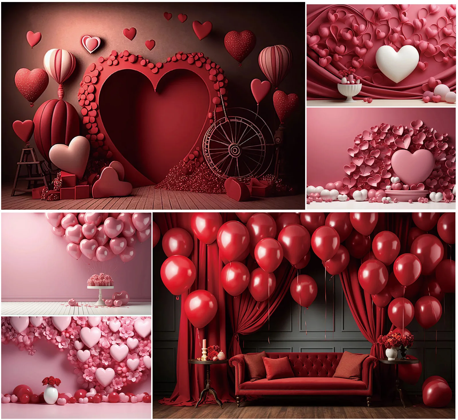 

Photography Backdrop Happy Valentine's Day Wedding Party Backdrop Decor Red or Pink Heart Couple Lover Portrait Photozone Banner