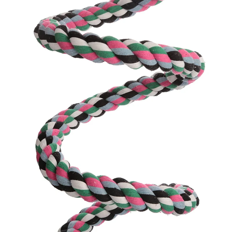 2.4Metre Long Bird Spiral Rope Perch, Cotton Parrot Swing Climbing Standing Toys with Bell Bungee Parrot Toy
