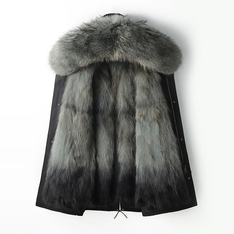 Parker's Men's Leather Mid - Long Fox Hair Linceul Amovible Autumn Winter New Hair One