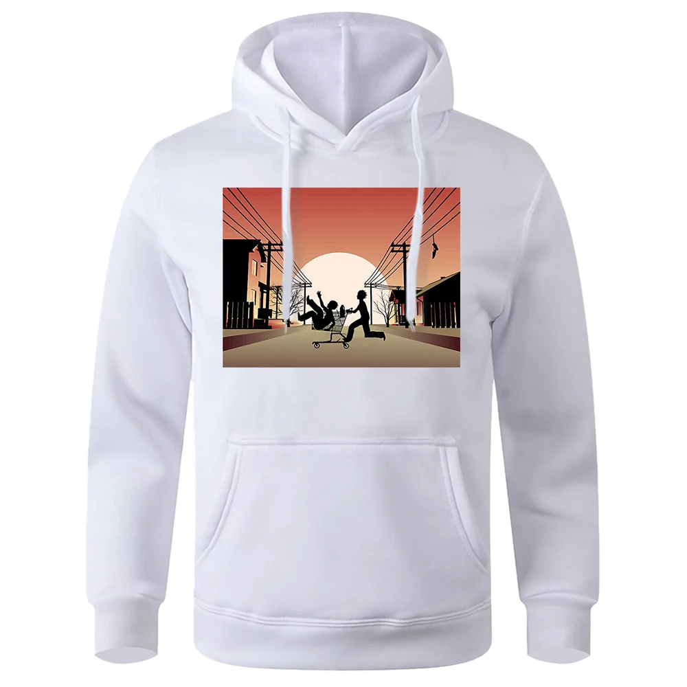 

Sunset Suburban Shopping Spree Men Sweatshirt O-Neck Loose Casual Hooded Breathable Soft Fleece Hoodies Street Harajuku Hoodie