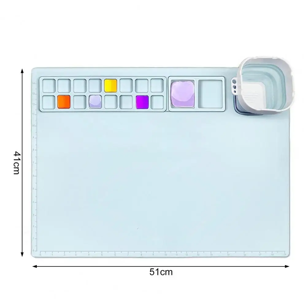 Silicone Painting Pad Graffiti Painting Pad Silicone Painting Mat with Cup Efficient Mixing Palette Drawing Pad for Kids Artists for Craft Minds