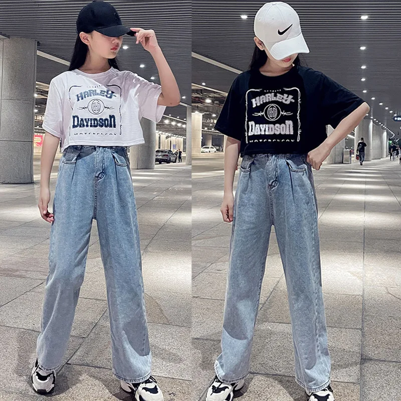 

Girl Jeans Pants Set Girls Summer Casual Sets 3-12 Years