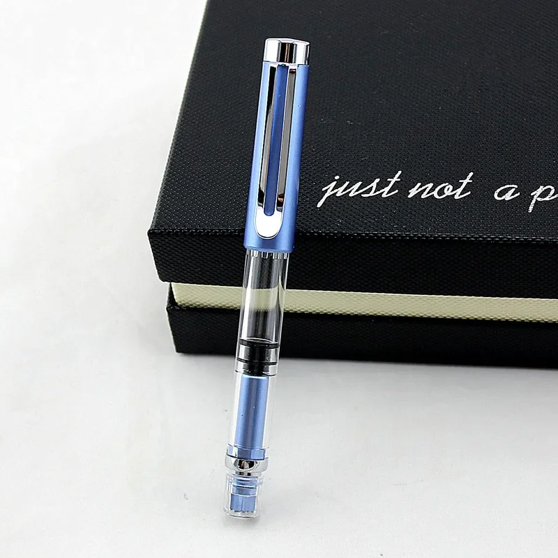New Resin Transparent Vacuum Fountain Pen Quality EF/F Nib 0.38/0.5mm Smooth Ink Gift Pen for Office Business School 2