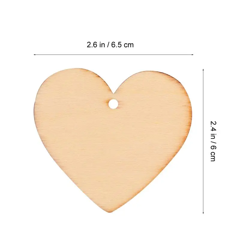 100pcs 100mm Wood Heart Blank Wooden Heart Embellishments With