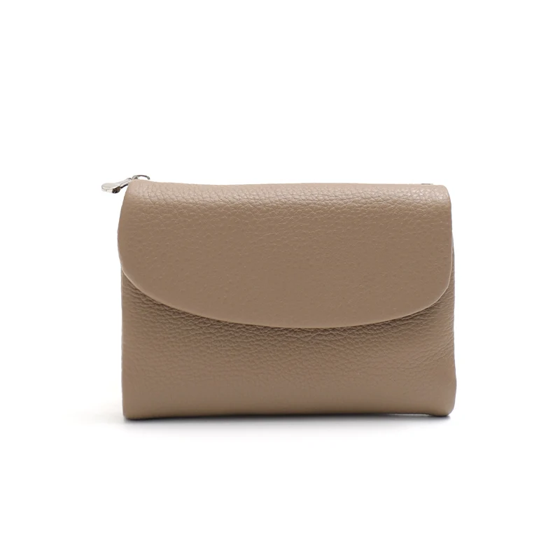 Women's Classic Real Leather Trifold Wallet - Minimalist Design with Coin Purse and Multi-Card Slots