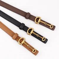 New Fashion  High Quality Genuine Leather Belt Women Matching Jeans Gold Buckle Belt Women's Luxury Soft Black Belt Cinturones