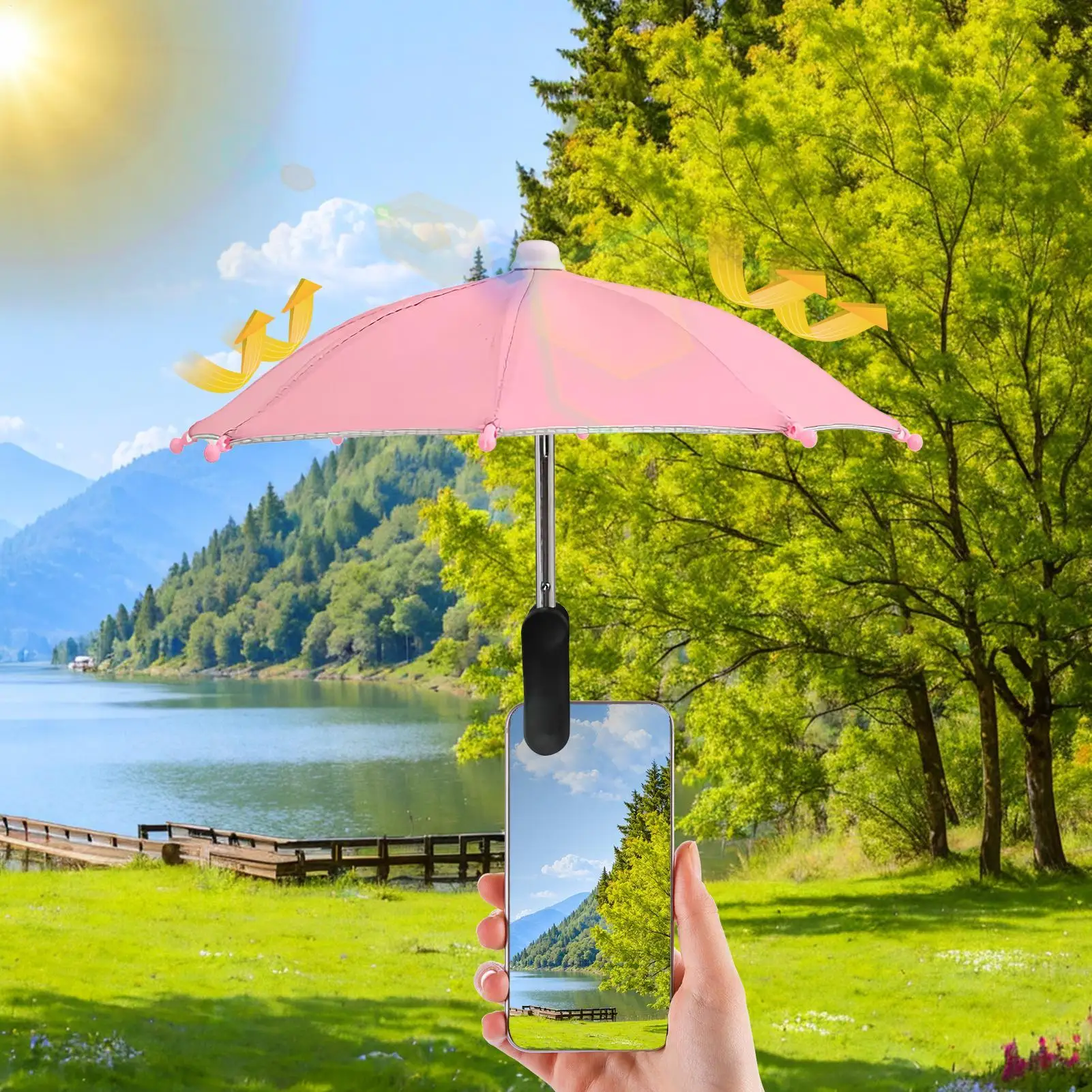 Supporto per cellulare con clip per ombrello, parasole per cellulare, clip per telefono, protezione solare anti-riflesso per esterni, proteggi il tuo telefono - Image 3