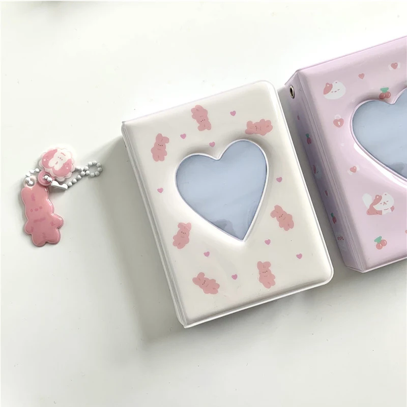 Cute Bear Photo Album 3 Inch Love Heart Hollow Picture Storage Case Kpop Card Binder Name Card Book Photocard Holder 36 Pockets photo album