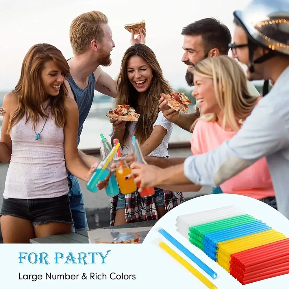 Plastic Disposable Straws Multicolor Summer Party Supplies