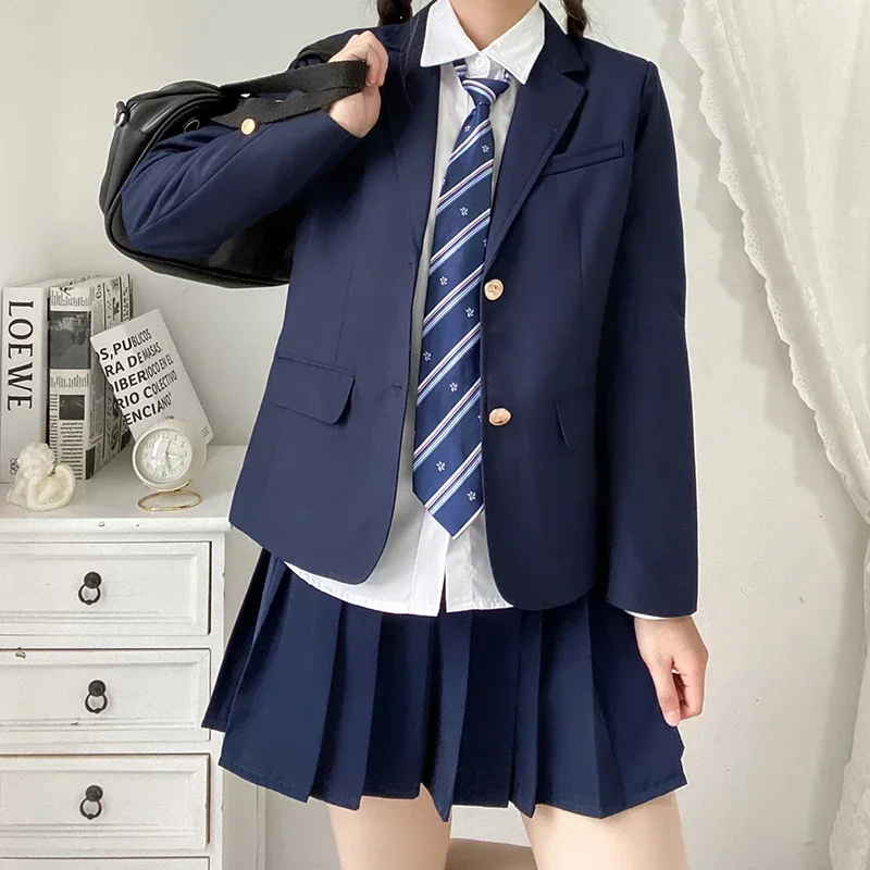Japanese School Uniform Girl Students Jacket Navy Blue Blazer