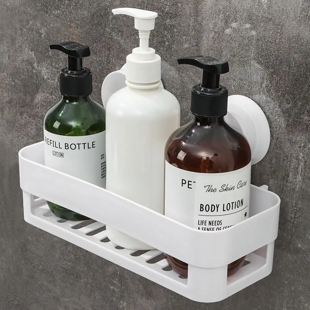 Corner Shelf With Suction Shower Rack Organizer Cup Bathroom Storage Wall Basket bathroom shelf rack bathroom storage rack wall shelf organizer storage tray