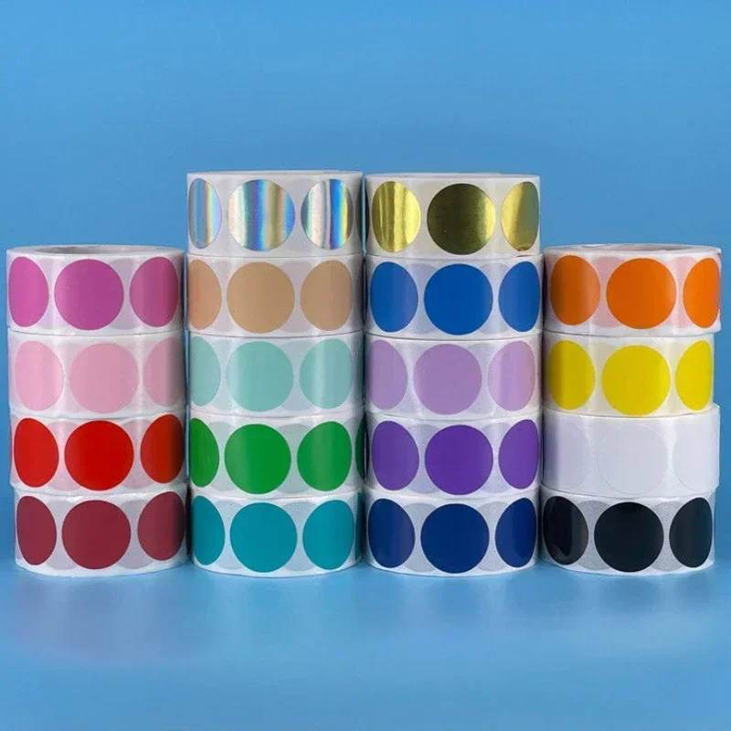 Decorative Labels Stickers Decorative Stickers Adhesive Stickers Self Adhesive Stickers Paper Stickers 100/500pcs Round laser golden glossy Labels decor sticker Color Code Dot Labels Yellow Black package Sealing scrapbook stickers