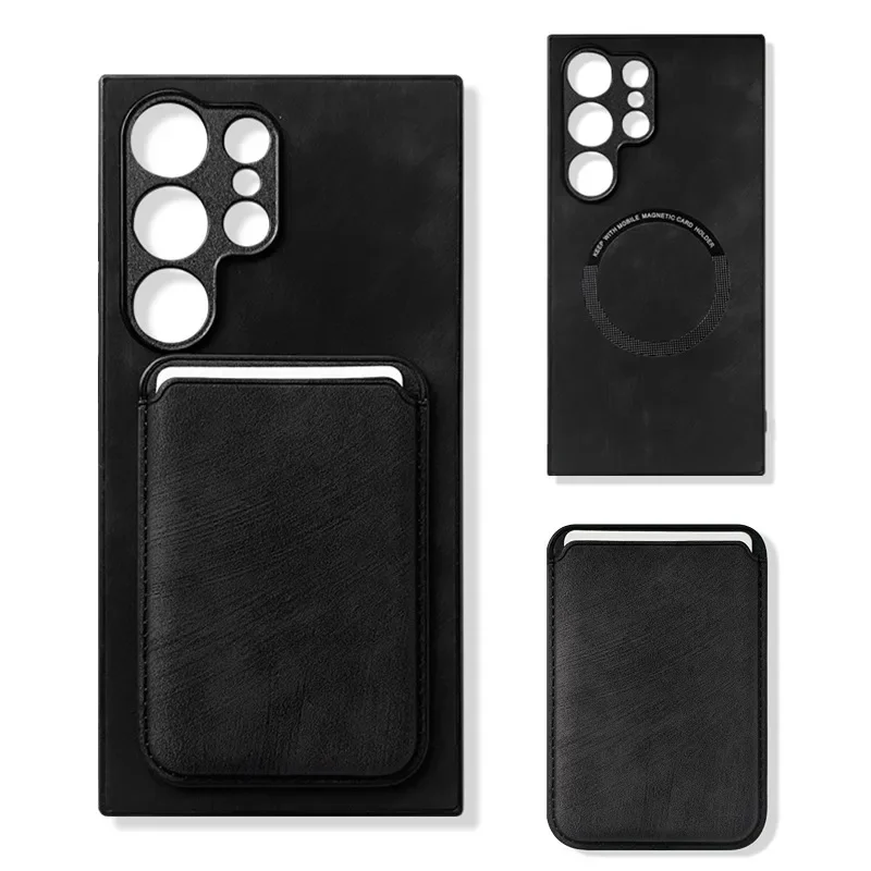 2in1 High-end Minimalist Business Leather Magnetic Case with Card Holder for Samsung Galaxy S24 S23 S22 S21 Ultra A52 A72 A71