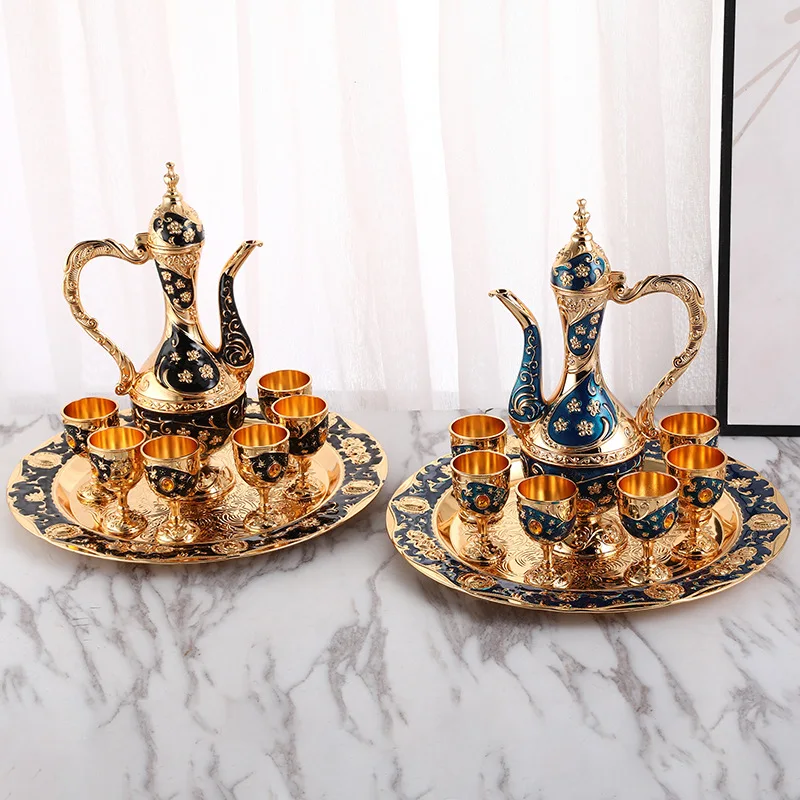Conjunto de cafeteira turca vintage, conjunto de chá turco com 6