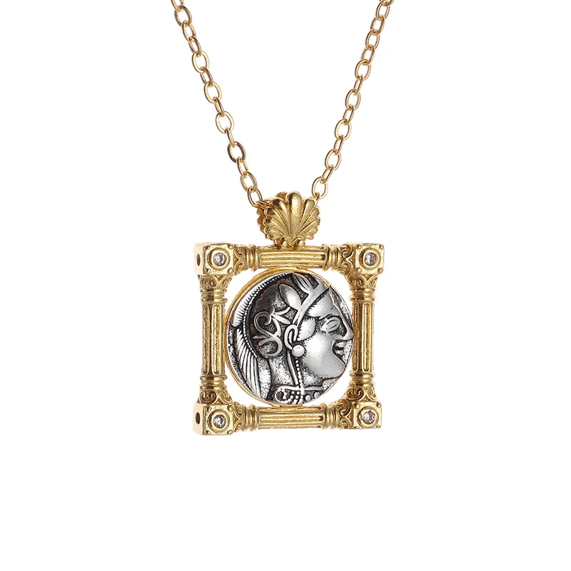 

Exquisite Light Luxury Athena Goddess Pendant Necklace for Men Women Retro Ancient Greek Goddess of Wisdom Jewelry Gift