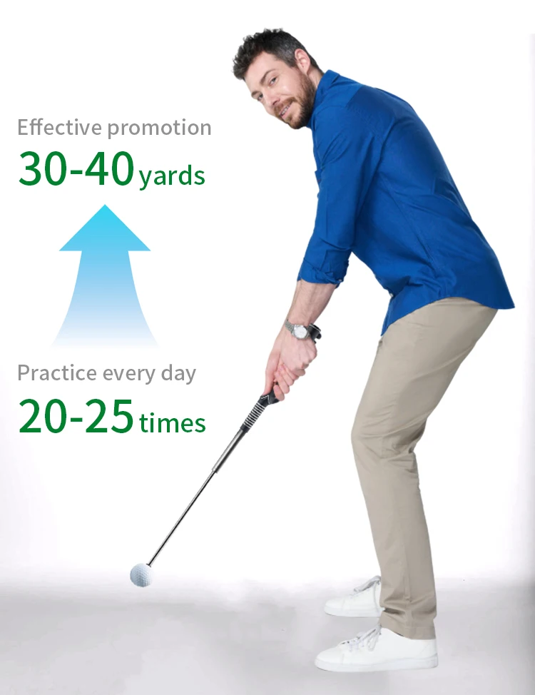 Description Picture 4 of itemRetractable Golf Swing Training Aid, Golf Grip Trainer & Golf Swing Trainer for Warm-up, Right-Handed Club for Indoor Practice.