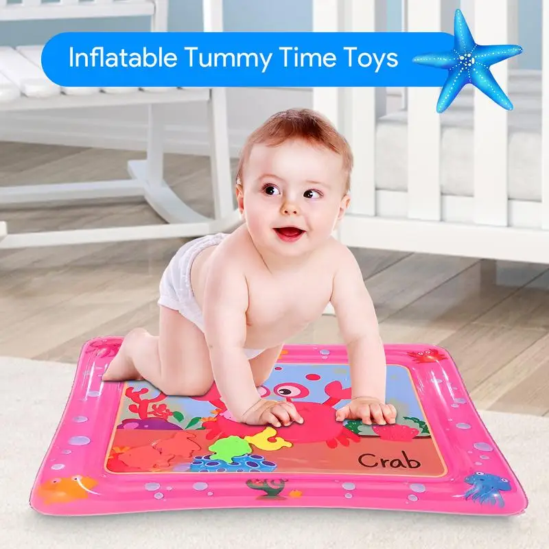 1pc Ocean Theme Baby Playing Water Mat PVC Inflatable Play Mat Cushion Toddler Pad Kids Early Educational Activity Toys