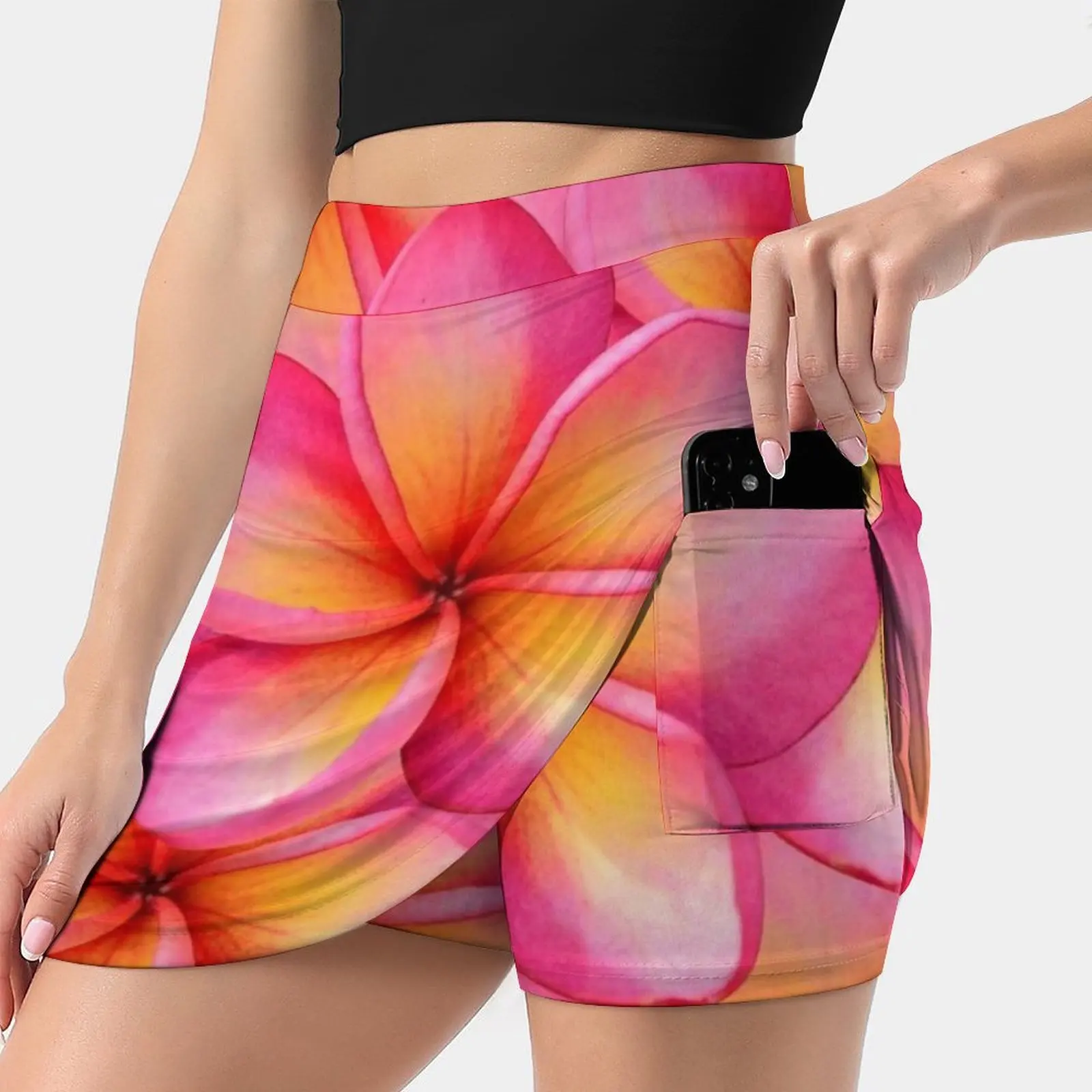 

Frangipani Flower Hawaii Women's skirt Y2K Summer Clothes 2022 Kpop Style Trouser Skirt With Pocket Frangipani Flower Hawaii