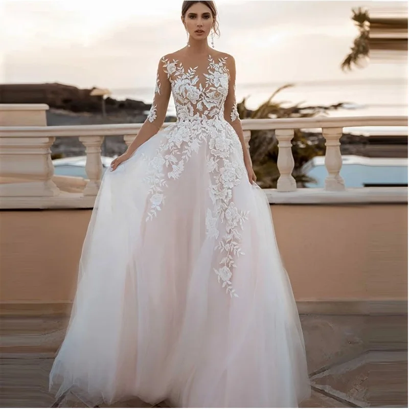 

Ramanda Sexy Applique Beach Wedding Dress For Women Princess Vintage Elegant Backless Bridal Gowns Robe De Mariée