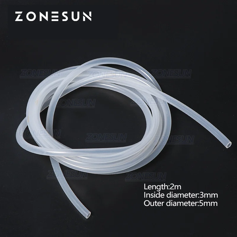 ZONESUN PJ-GZ3 Length 2m Inside Diameter 3mm Silicone Tube Rubber Hose For Essential Oil Filling Machine